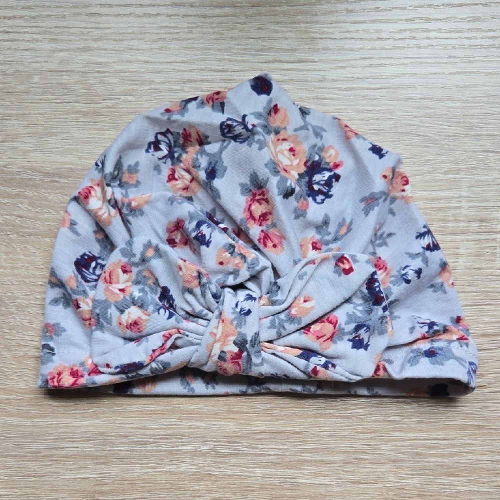 Floral Bow Head Turban Baby Girl Bowknot Headwrap Newborn Stretchy Cap